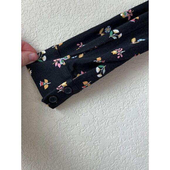 Boden Long Sleeve Black Floral Dress, Size 8R - Picture 4 of 6